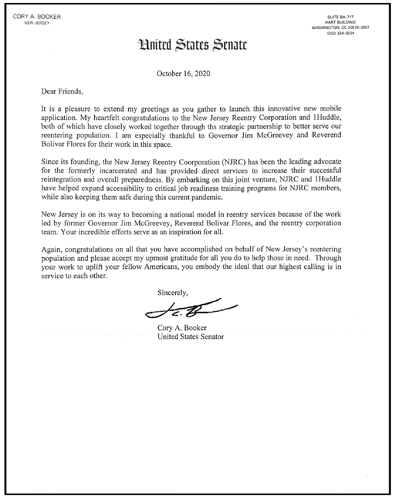 Cory Booker Letter